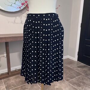 Ralph Lauren pleated skirt blue with white polka dots pure silk petite 8